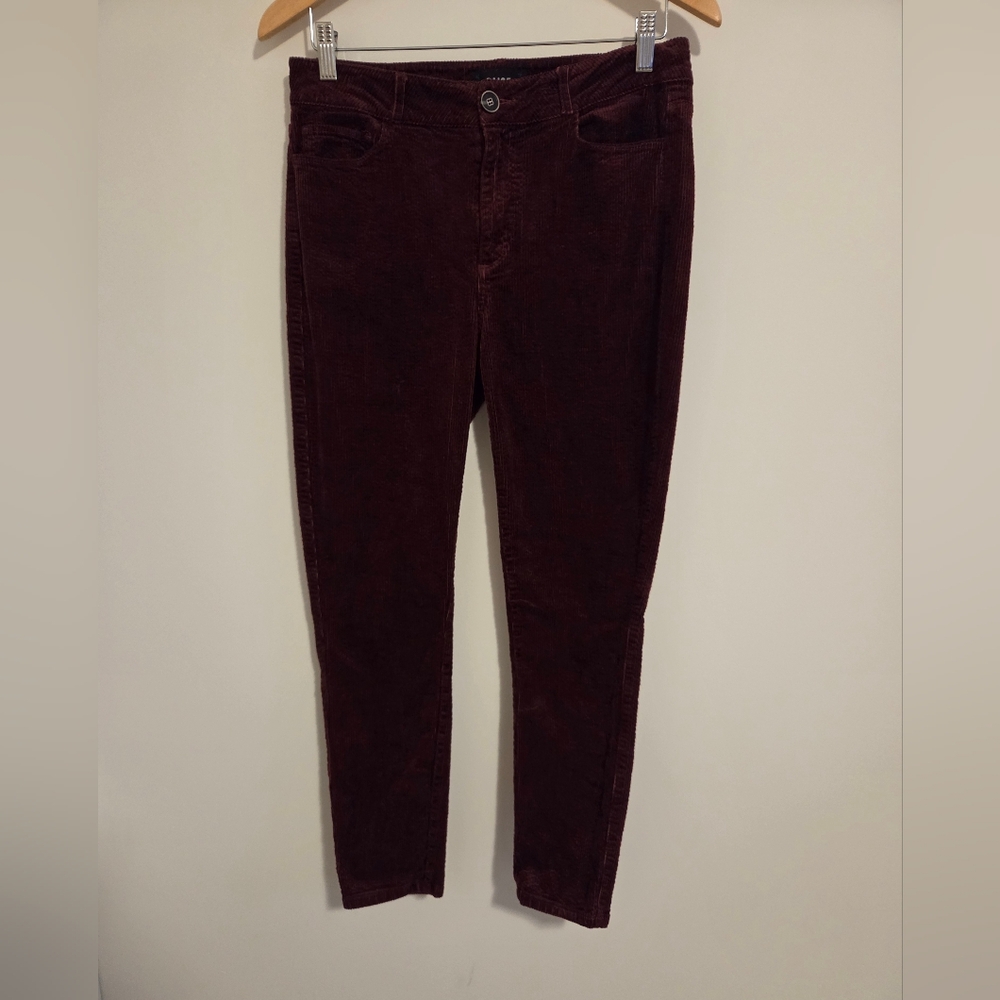 Paige Burgundy Hoxton Ankle Corduroy Pants